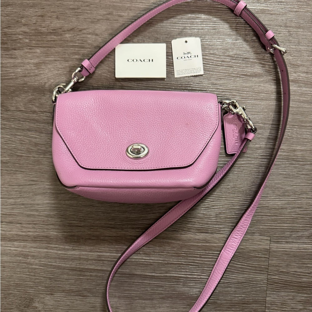 Coach Purple Leather Crossbody Bag with Turnlock Closure